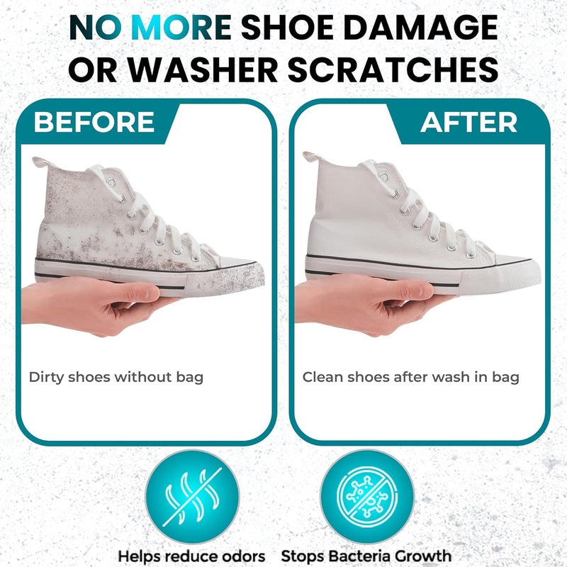 DASZERX XXL Shoe Washing Machine Bag - 2 Pcs Set - 360° Resuable Shoe Bag for Washing Machine and Dryer - Wrap Shoe Washing Bag for Sneakers, Boots & Delicate Footwear (Yellow) - Image 5
